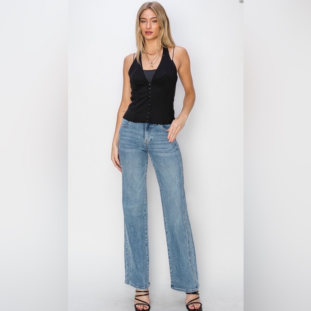 Stylish Blue Mid Rise Straight Leg Jeans for Women Plus Size NWT